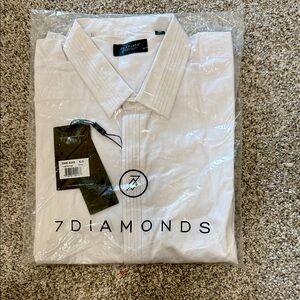 NWT 7 Diamonds Crisp White Dress Shirt XL